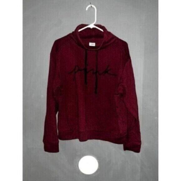 Pink Cowl Neck Drawstring Graphic Sweater - Picture 2 of 4